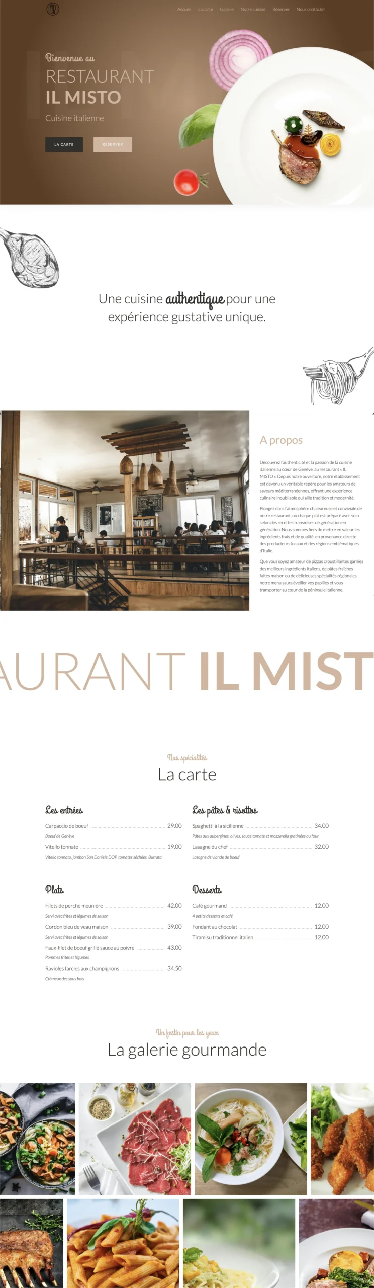 Création du site internet pour un restaurant